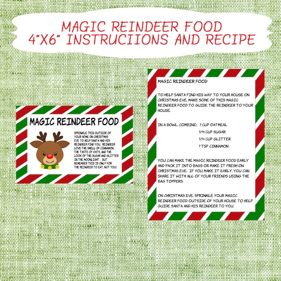 Items Similar To Printable Christmas Magical Reindeer Food Instruction 