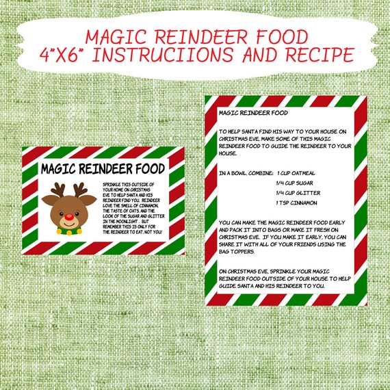 Items Similar To Printable Christmas Magical Reindeer Food Instruction 