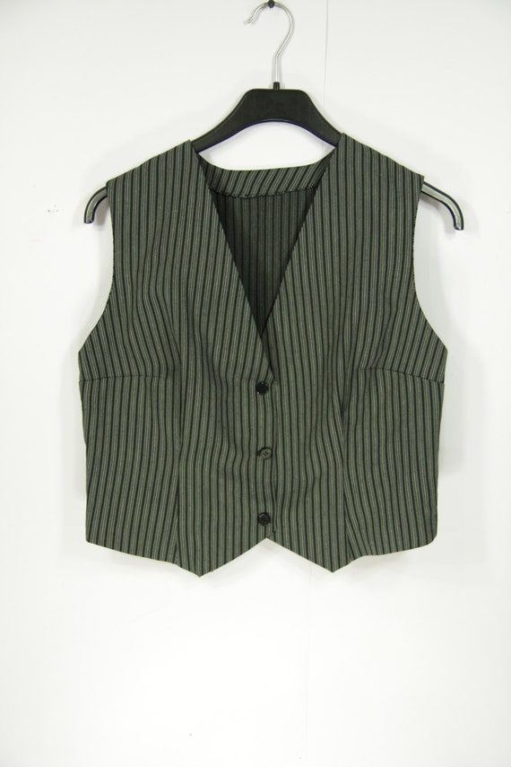 Gray Black Womens Striped Vest Formal Waistcoat Steampunk