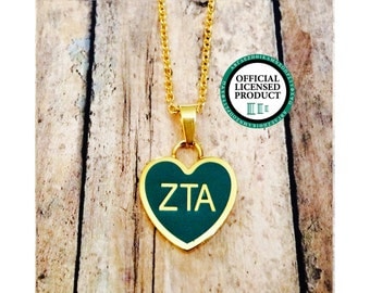 Zeta Tau Alpha Enamel Heart Necklace | Zeta Tau Alpha Necklace | Sorority Necklace | Zeta Tau Alpha Heart | Heart Necklace | ZTA Necklace