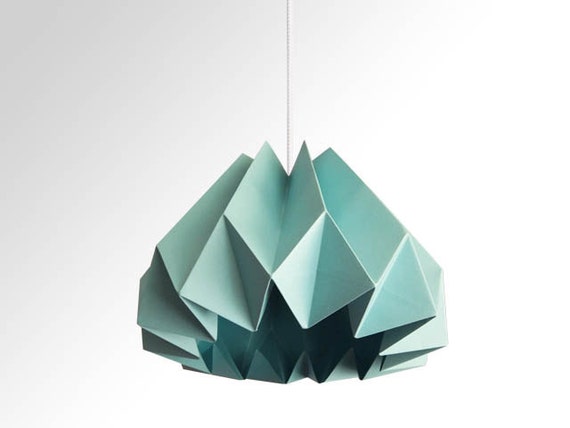 Pumpkin / Origami Paper Lamp Shade - Turquoise