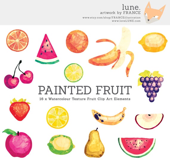 Juicy Fruit. Tropical Fruit Clipart with by FRANCEillustration