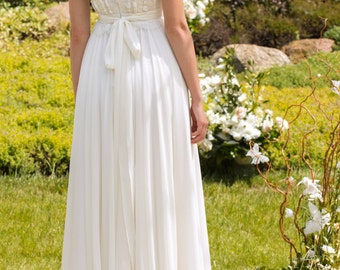 Designer Wedding Dress Bohemian Wedding dress Made from Chiffon, French lace