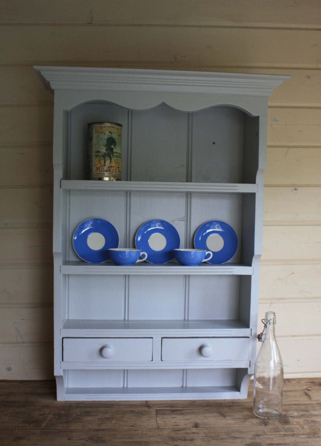 Reserved Vintage Solid Pine Wall Shelves With Two Drawers