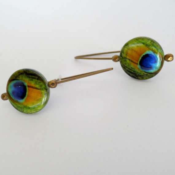 Peacock Kidney Earrings (Blue, Green, Bronze)