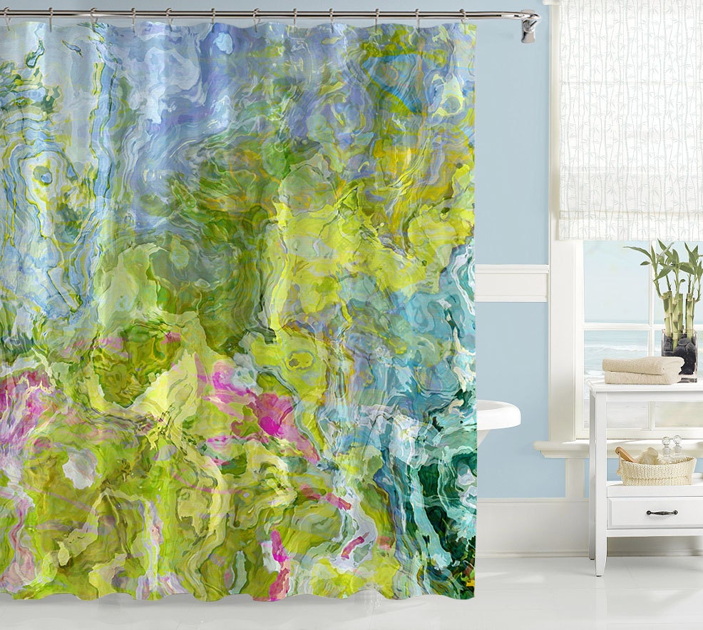 Abstract shower curtain contemporary bathroom decor pink