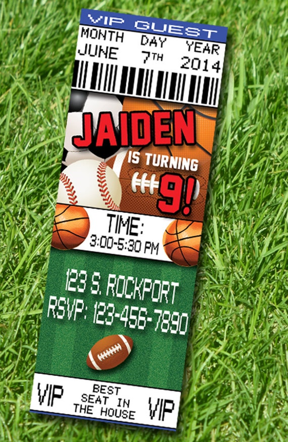 Party Invitation, Sports Themed, Printable or E-Vite by Nspire Design ...