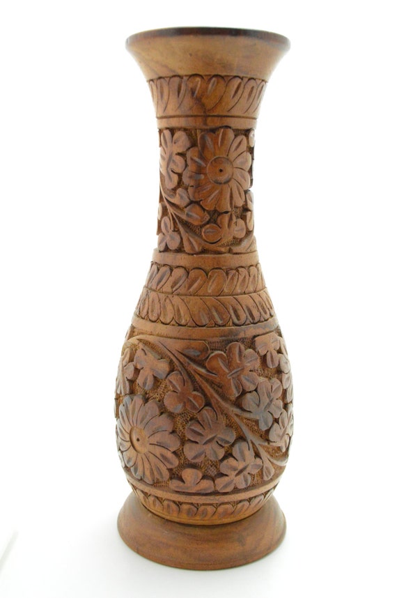 Antique Wooden Baluster Vase Hand Carved in by WoosterAndJeeves