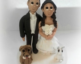 Custom Bunny and Dog Wedding Cake Topper