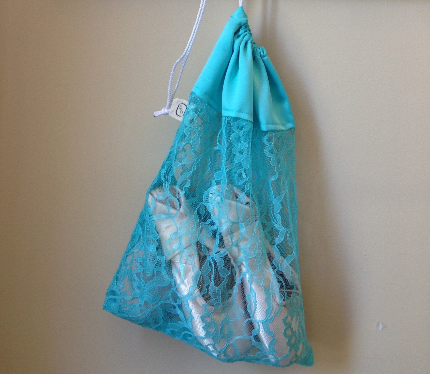 Dance Bag Ballet/Pointe Shoe Bag Blue Lace by DancingDuoDesigns