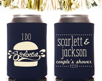 I Do Barbecue BBQ Couple's Shower Party Favors: Custom and Personalized Can Cooler Wedding Rehearsal Dinner Engagement