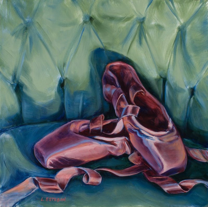 Original oil painting Pointe Shoes gift for by LynnEstebanArt
