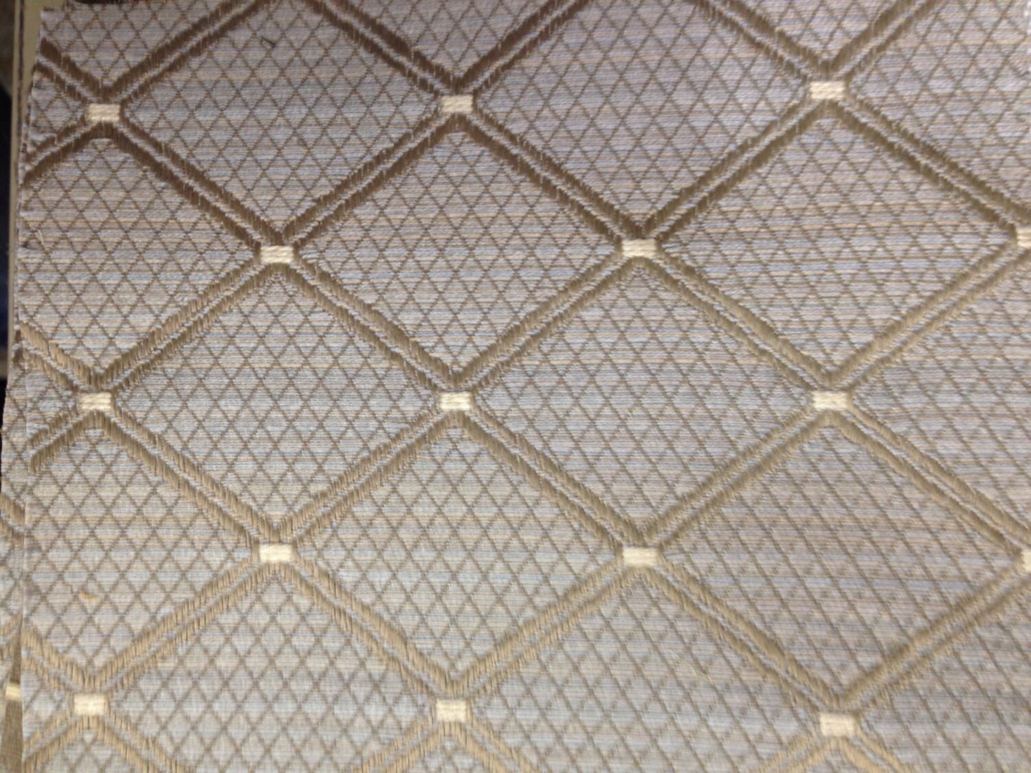 Blue Embroidered Diamond Upholstery Fabric Elegant Ice Blue