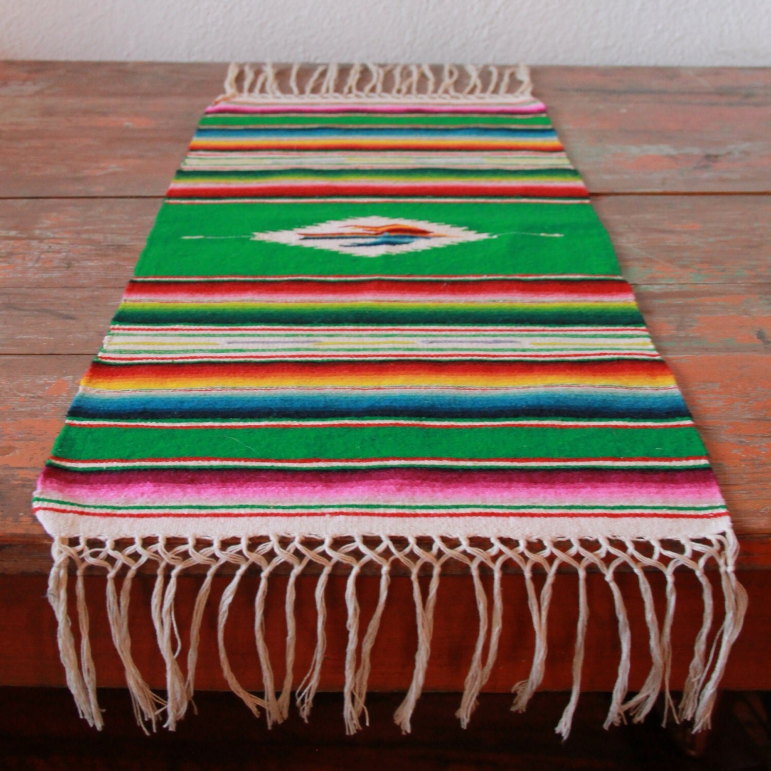 Vintage Mexican Serape Table Runner by GeronimosCollection on Etsy
