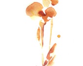 Minimalist Flower, Watercolor Painting Art Print, Orange, Abstract Flower, Floral, Modern Wall Art