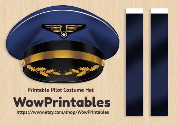 Pilot Costume Hat PRINTABLE Download Easy To Make Black