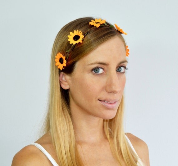 Flower crown headband hippie 70s style bohemian handmade