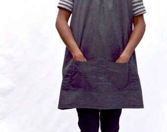 Artist's Smock in Hemp/Recycled Polyester/Spandex Chambray