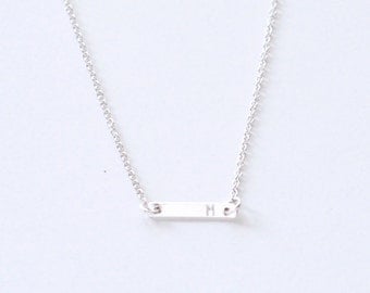 Tiny Initial bar necklace - personalized bar - sterling silver bar - delicate silver necklace - minimalist jewelry - Initial Dash silver