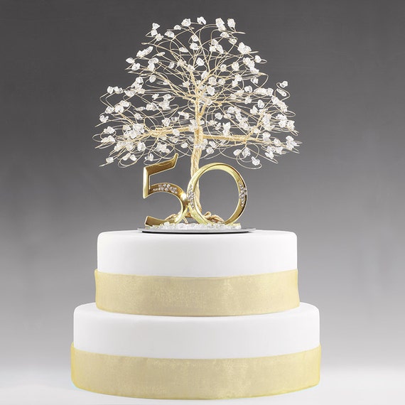 Gold 50th wedding anniversary cake