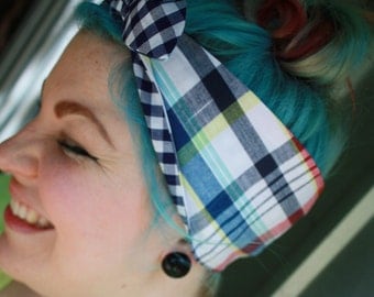 Retro/Rockabilly/Vintage/Pinup styled head scarf/bandana/dolly bow! Cotton, cute bow, reversible!