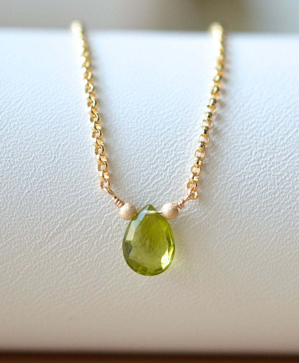 Gold Peridot Necklace August Birthstone Jewelry by BlueRoomGems