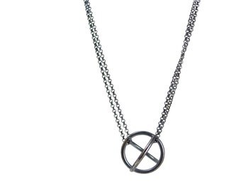 Extra large gyroscope necklace | Oxidized silver necklace | oxidized silver statement necklace | time turner necklace | sharon zimmerman