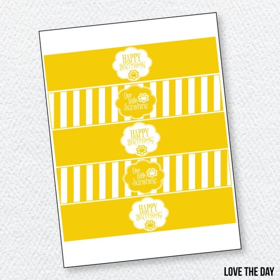 Yellow Sunshine Party PRINTABLE Drink Labels (INSTANT DOWNLOAD) by Love The Day Il_570xn