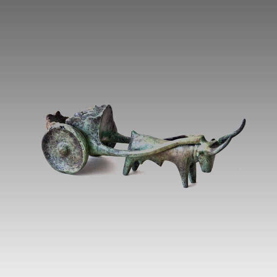 Bronze Ox and Cart Sculpture Metal Art Sculpture Museum