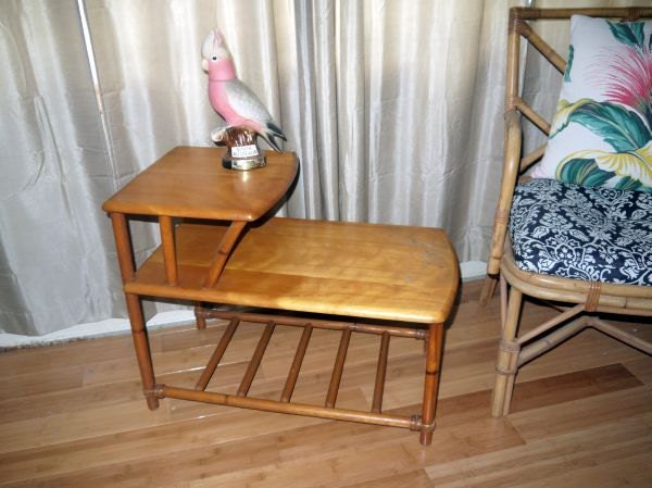 Vintage 50s Heywood Wakefield end side table / 1950s Mid