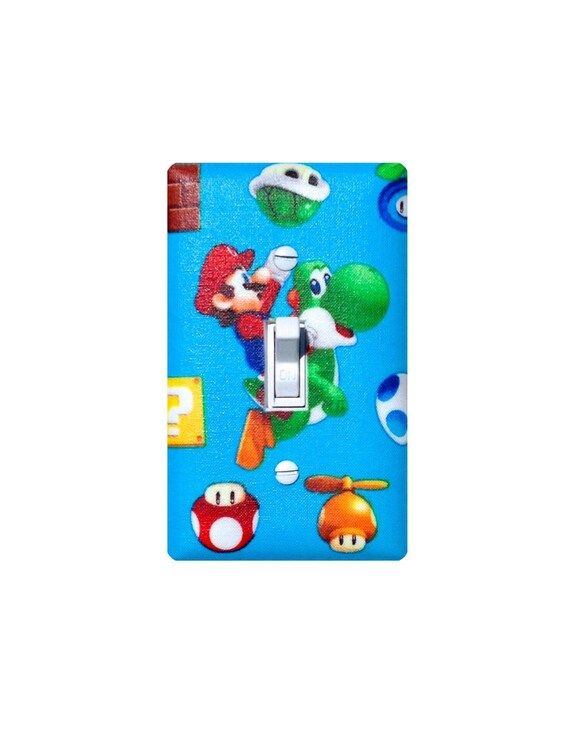 Mario Bros Light Switch Plate Cover / Blue Boys Room by SSKDesigns