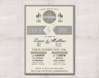 Wedding Rehearsal Dinner invitation custom printable 5x7