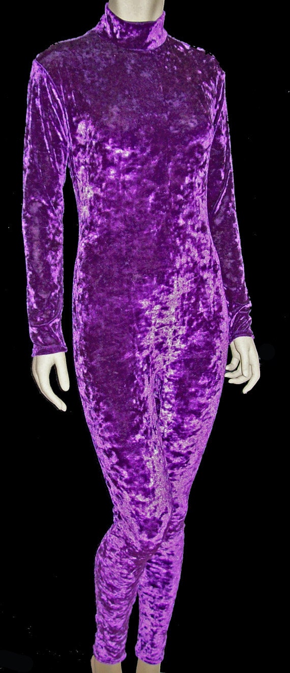 Crushed Velvet Purple Unitard Catsuit Bodysuit by NinaCorrea