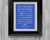 45th Wedding Anniversary Gift Parents Sapphire Blue Personalized Love ...