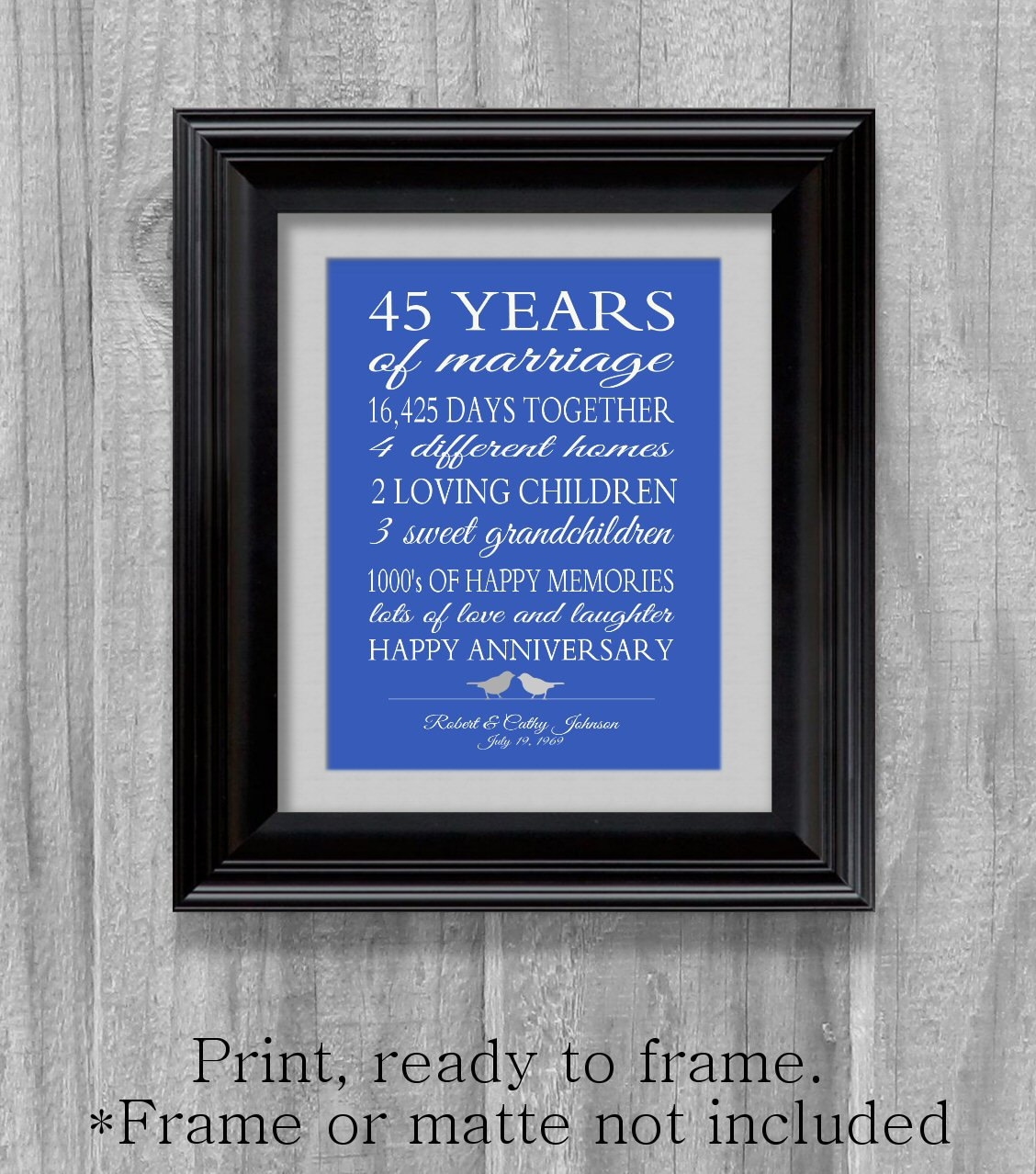 45 Years Anniversary Gifts
 45th Anniversary Gift Parents Sapphire Blue Personalized Love