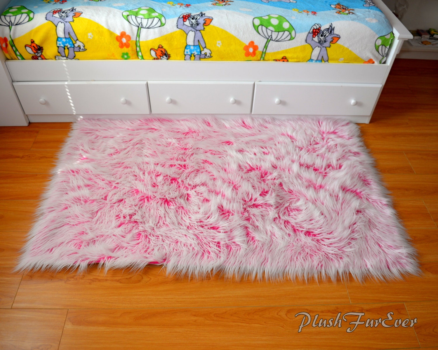 Girl Pink Mongolian Rugs Long Luxurious Faux Fur Area Throw