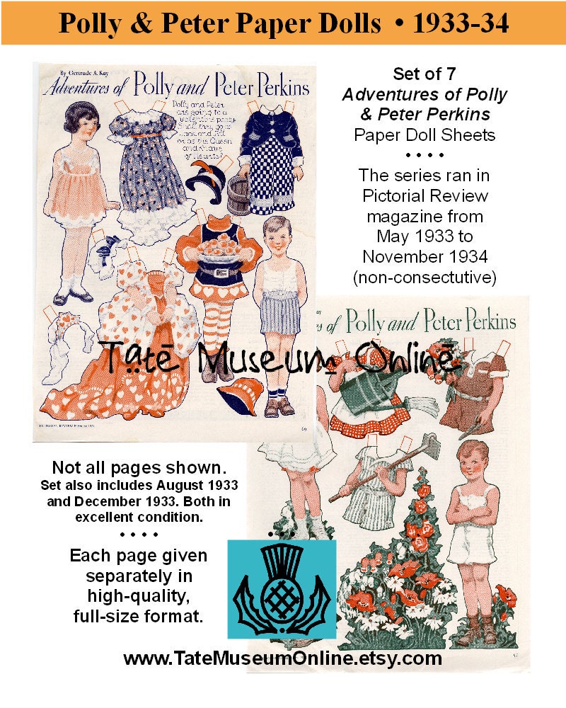 Paper Doll _ Vintage Magazine Paper Dolls Polly & Peter