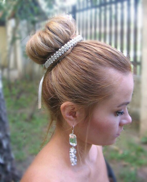 Bridal Bun Jewelry Wrap. Wedding Art Deco Bun by Rozenhandmade