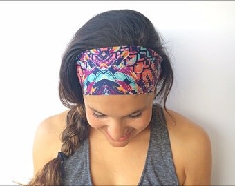 Yoga Headband - Bali Print - Running Headband - Fitness Headband - Fitness Apparel - Wide headband