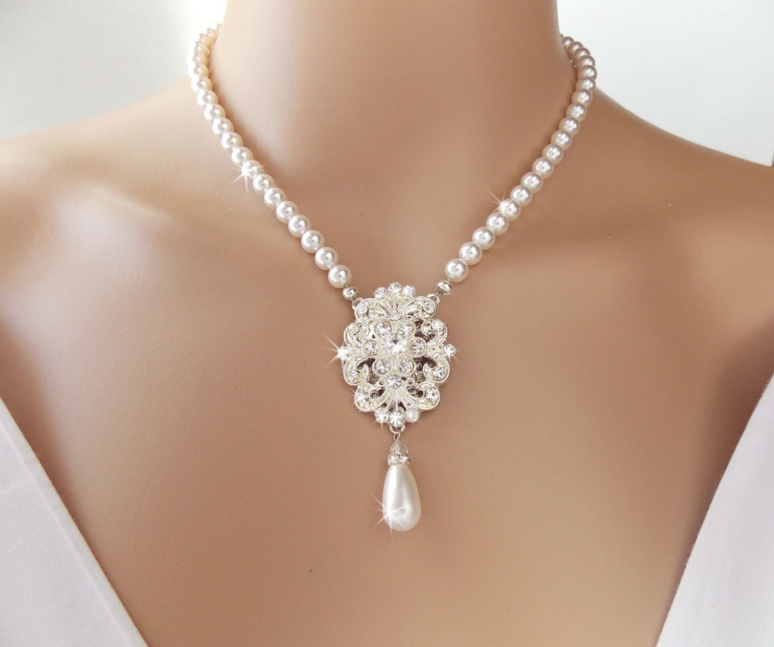 Bridal Necklace Pearl Necklace Wedding Necklace Statement