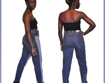 two tone high waisted jeans