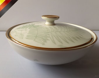 H&Co Selb sugar bowl, Heinrich Bavaria china, Goldene Medaille,Green pattern Anmut, Lidded sugar bowl, Collectable porcelain, nr. 17109