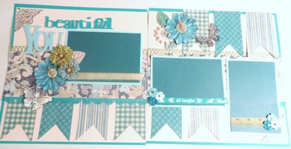 12 x 12 Double Page Scrapbook Layout "Beautiful  You"