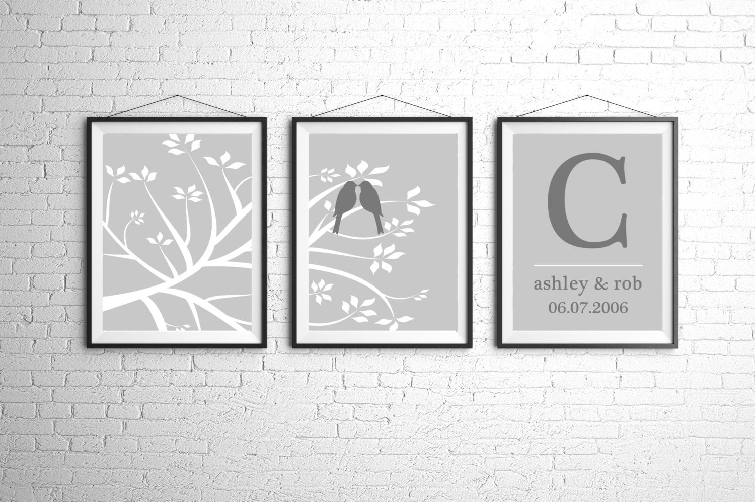 Personalized Wedding Gift Custom Wall Art Print Tree Bird