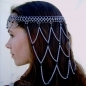 Chainmail headdress crown tiara Jet Black AB rainbow renaissance princess