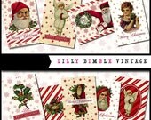 50% off Christmas digital ATC backgrounds with Vintage Santa Claus, Snow Angels, Victorian Christmas Tidings Labels Instant Download Il_170x135