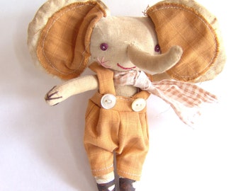 Primitive cloth doll, Byron the elephant