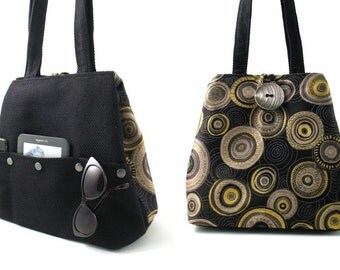 large tote purse converts to hobo bag, black handbag, art purse, multi ...