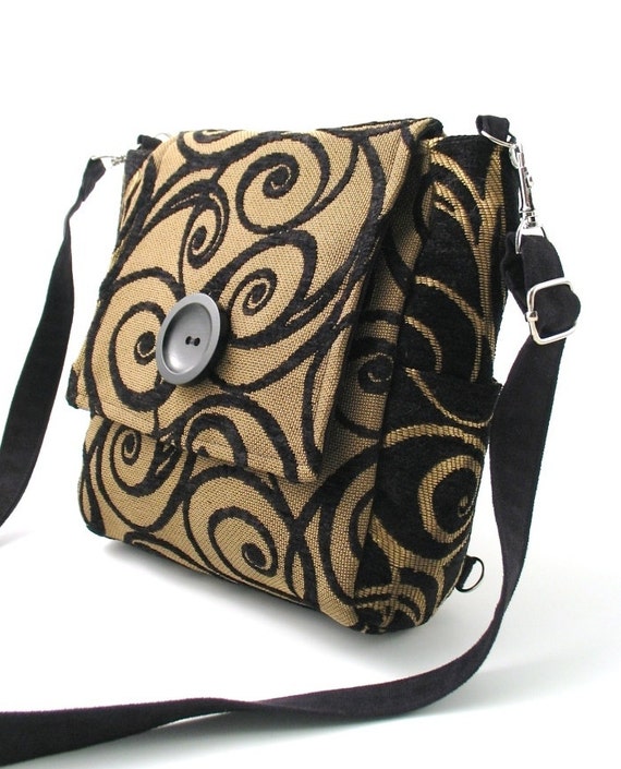 Black cross body bag converts to backpack, messenger bag, sling bag ...