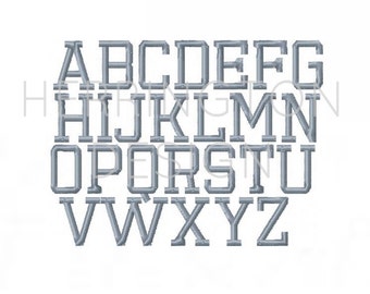 1 inch Sports Embroidery Font Varsity Satin stitch Embroidery Font Instant Download Sport Jersey Instant download